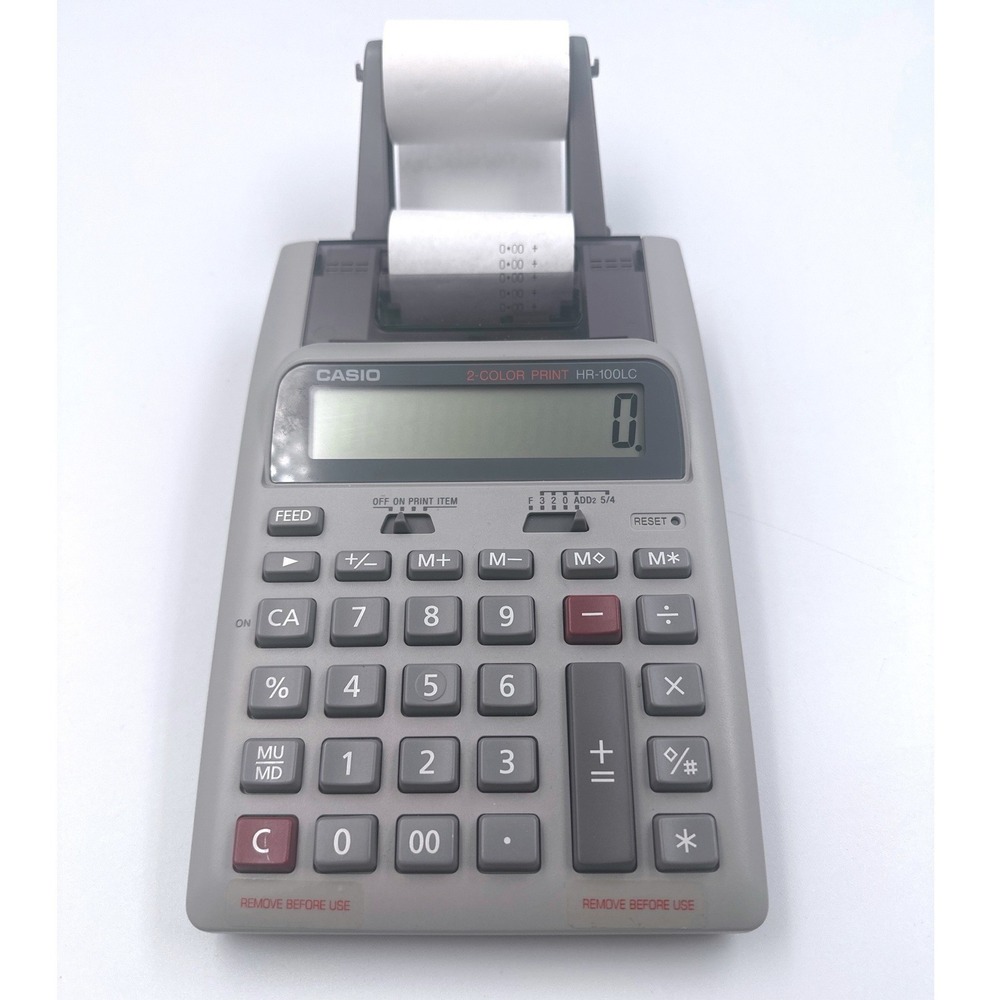 Casio HR-100LC Printing Calculator 2-Color w/ Paper Tape Tested/Works!